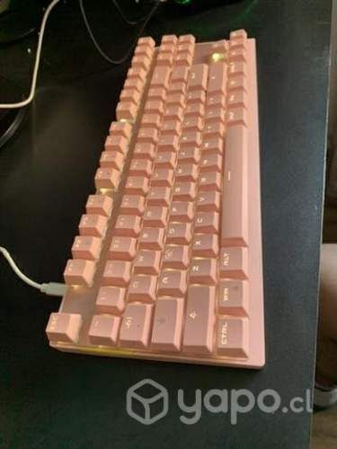 Teclado mecanico gamer rosa