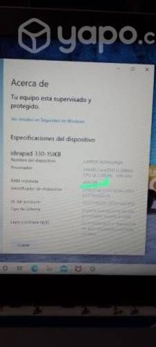 Notebook Lenovo Ideapad 330s 15ikb con Detalle