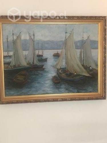 Cuadros tela autor desconocido marco dorado