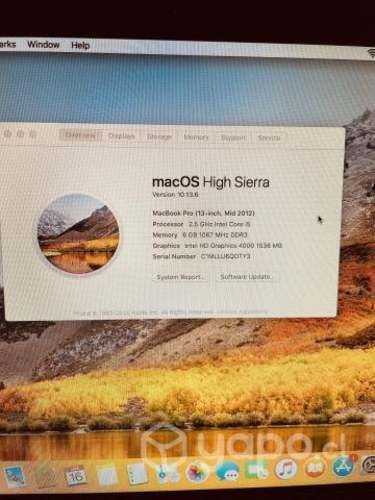 Macbook Pro Mid 2012 6GB Ram 500HDD