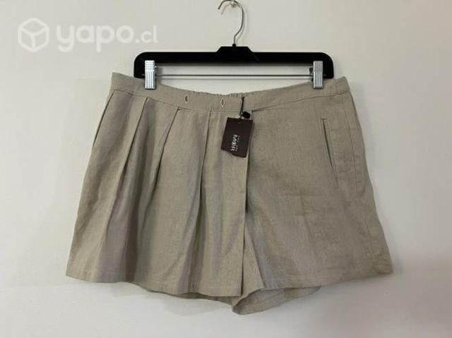 Shorts Con Faldón 55% Lino Marca Mor Talla 42