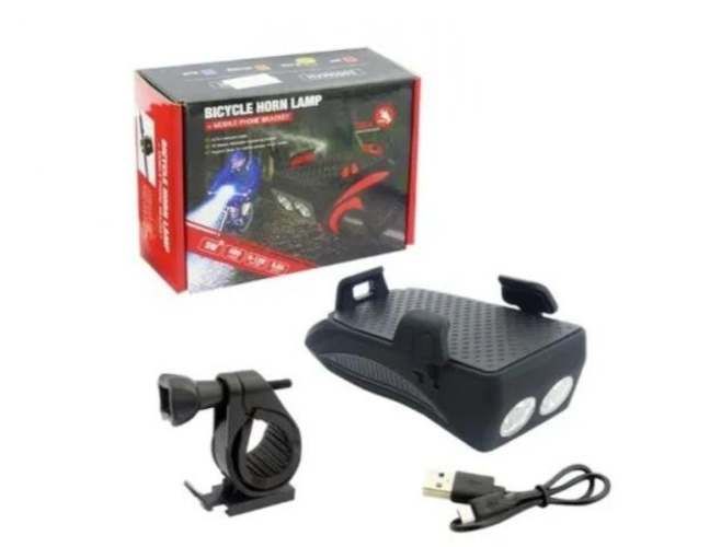 Luz Bici 2 Led+bocina+porta Y Carga Celular, Usb R