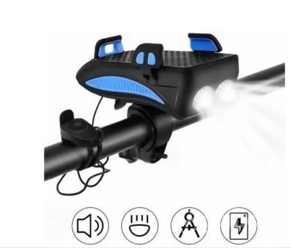 Luz Bici 2 Led+bocina+porta Y Carga Celular, Usb R