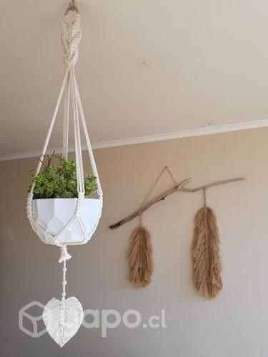 Colgante Para Plantas en Algodón + Hoja decorativa