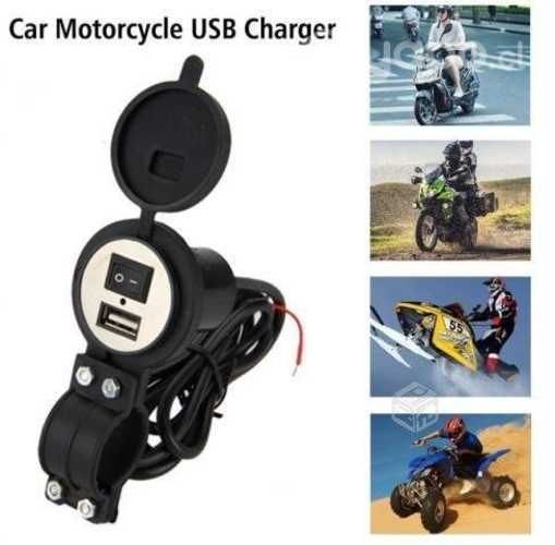 Cargador Celular USB Para Moto Con Interruptor 12V
