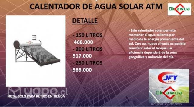 Calentadores de agua solar acero SUS 304 2B