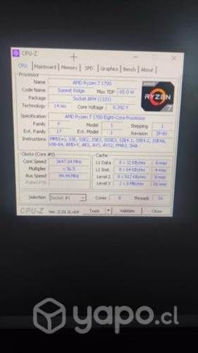Procesador ryzen 7 1700 8 nucleos