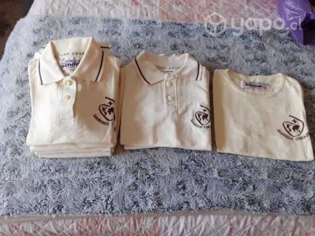 4 poleras pique manga larga T. 10 sagrado corazon