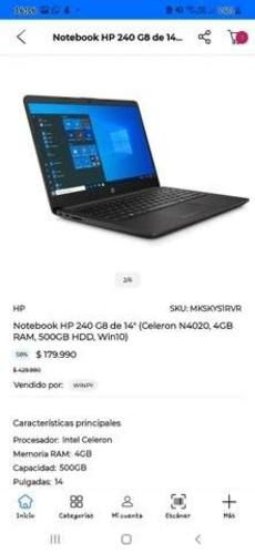 Notebook HP G8 Intel celeron n4020 4GB RAM 500GB