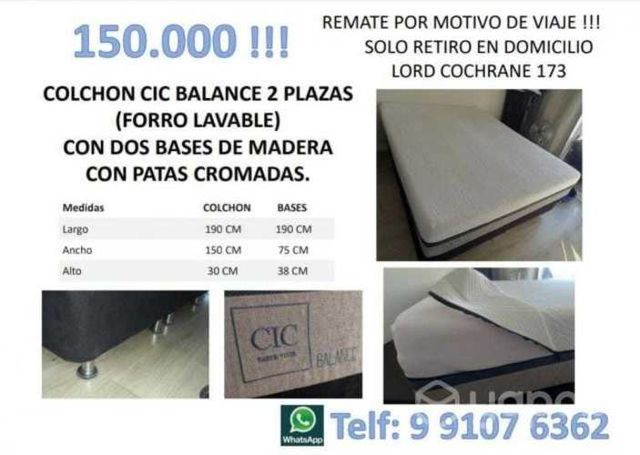 Colchon cic balance 2 plaza+regalo bases de madera