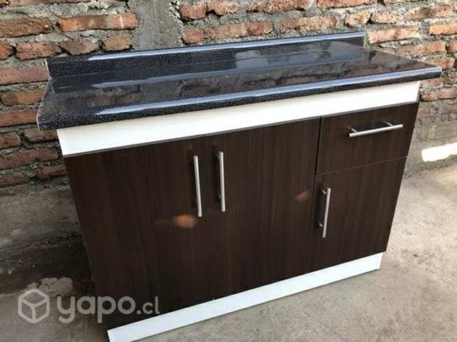 Mueble mesón base 3 cuerpos color chocolate