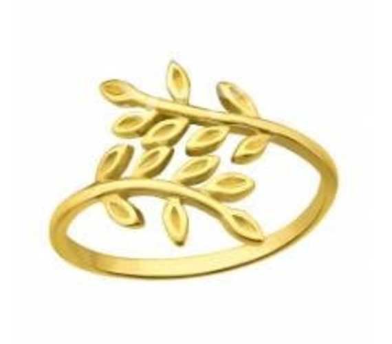 Anillo de Plata de Hojas Bañados en Oro 18K
