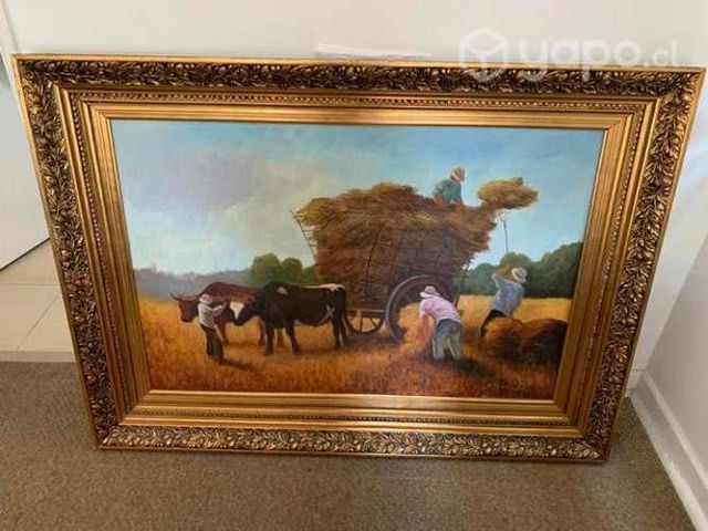 Cuadro campo marco dorado