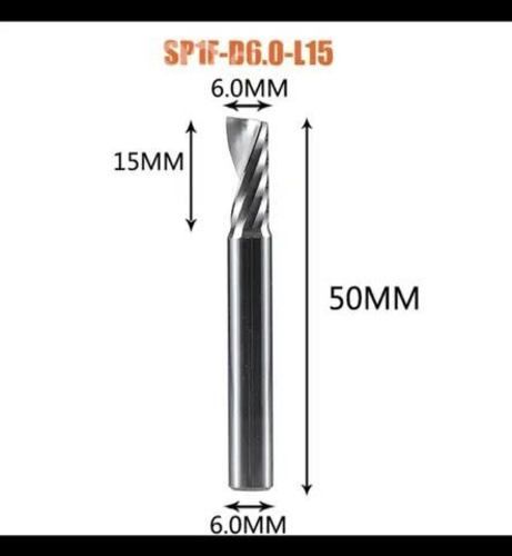 Fresa vástago 6 mm para madera y acrílico