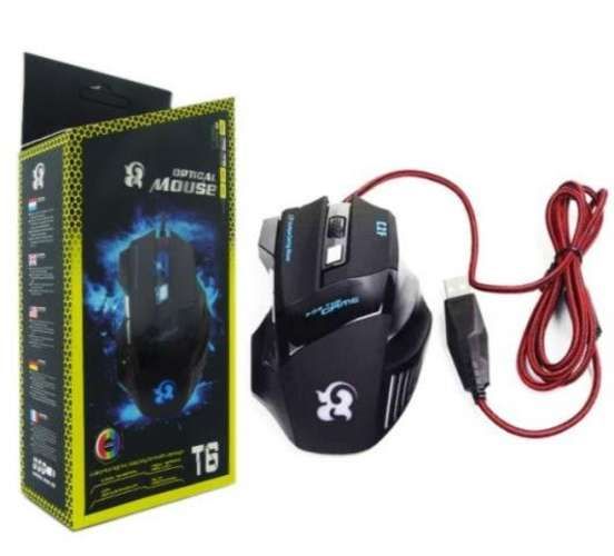 Mouse Gamer T-6 Con Luz, 6 Botones, Cable USB Tipo