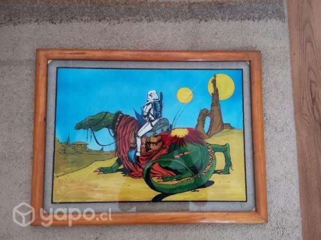 Cuando pintado a mano alsada en oleo sobre vidrio