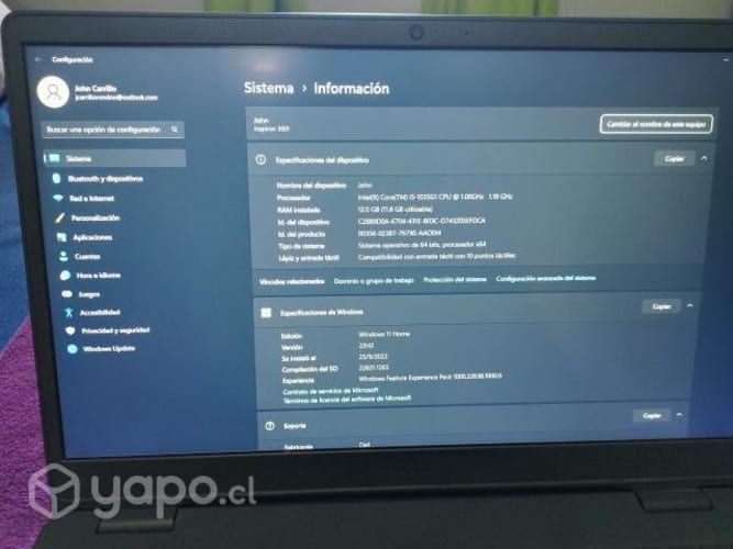 Notebook Dell Inspiron 3501 negra 15.55"