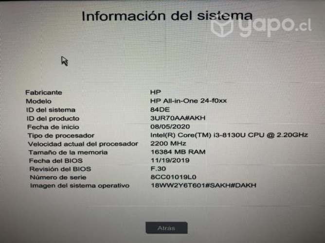 Computador HP All-in-one 24-f0xx