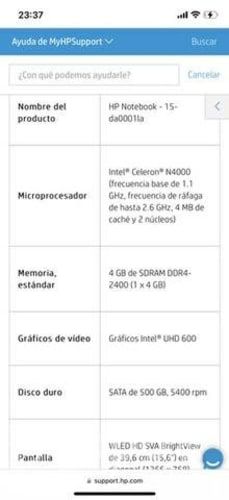 Notebook Hp 15da0001la