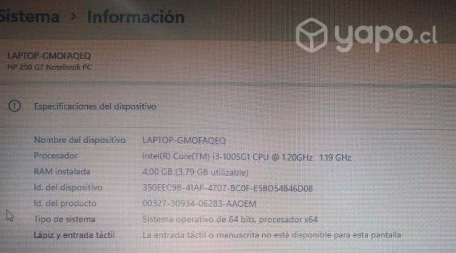 Notebook HP 250 G7, Intel Core i3, 4GB
