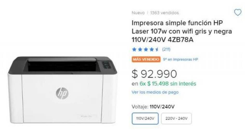 Impresora HP107w Wifi Nueva