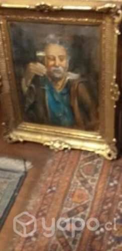 Pintura muy antigua retrato marco original