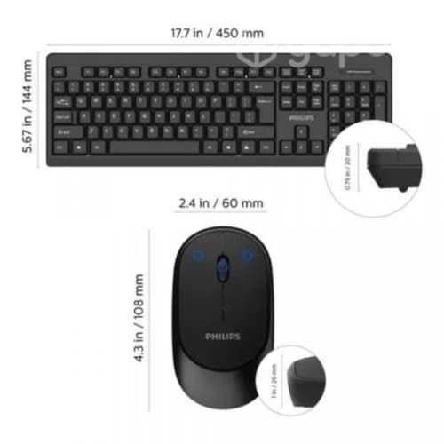 Combo teclado mouse inalambrico philips spt6314 ne
