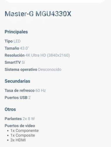 Televisor máster g semi nuevo