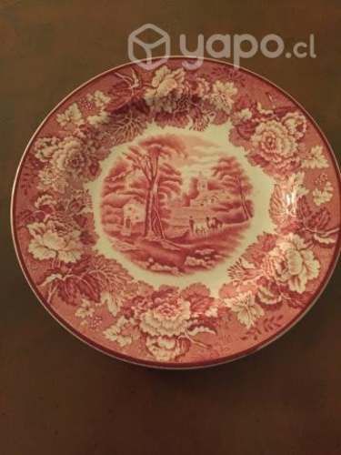 Plato loza inglesa en tonos rosa