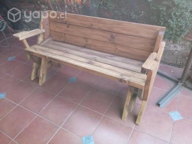 Espectacular mesa-banca plegable de madera