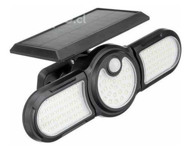 Luz Solar Foco Triple Cabezal Ajustable Sensor Mov