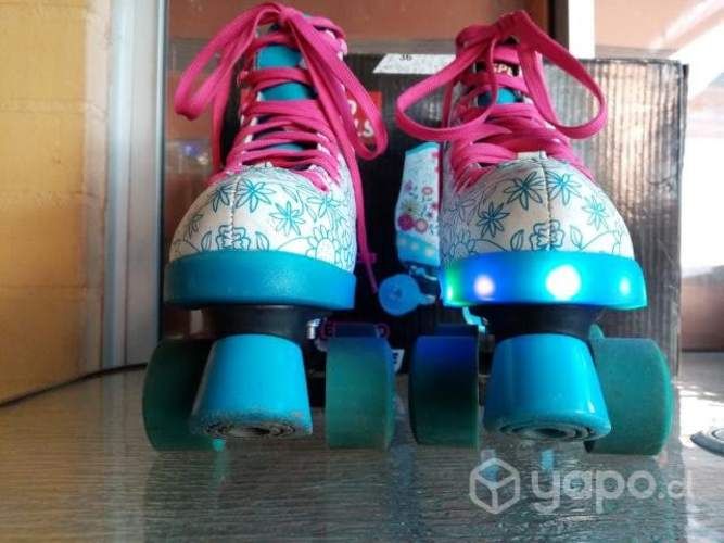 Patín bota 4 ruedas con luces led