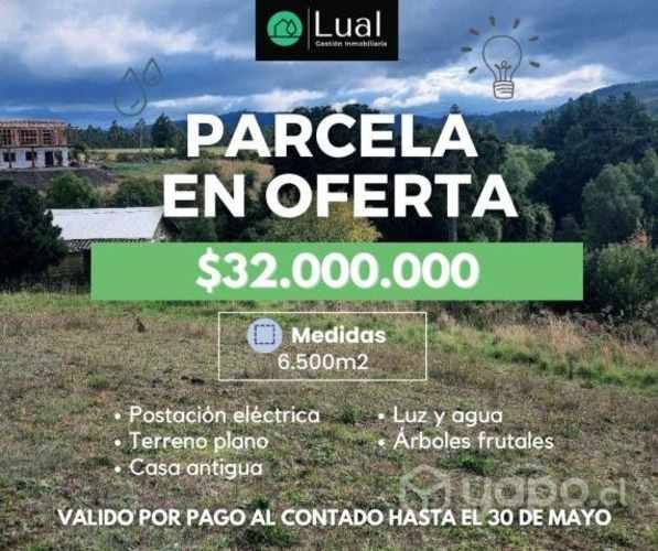 Hermosa parcela + casa antigua con descuento, km7