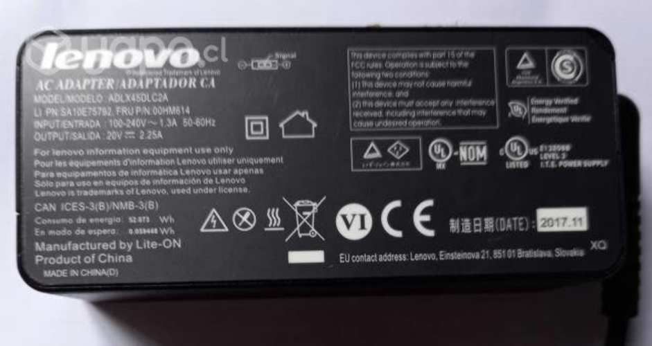 Cargador Original Lenovo Punta USB 20V-2,25A