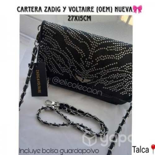 Cartera zadig negra con tachas nueva