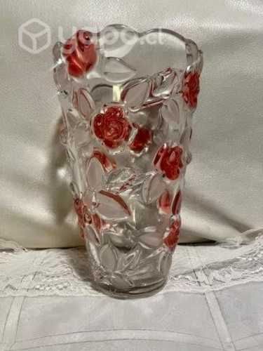 Antiguo Florero Cristal Yungay Tallado
