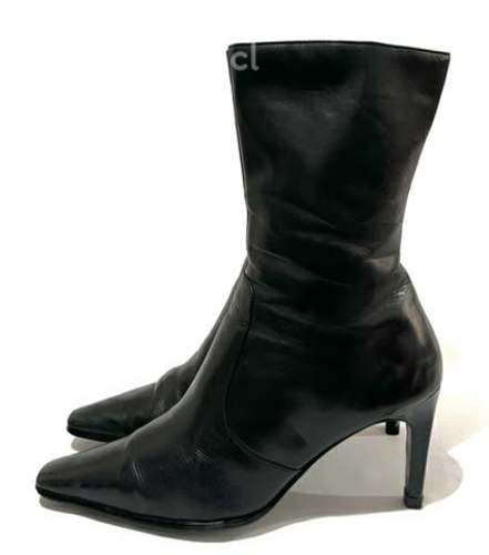 Botín Taco Alto 100% Cuero Marca Nina N*37 Negro