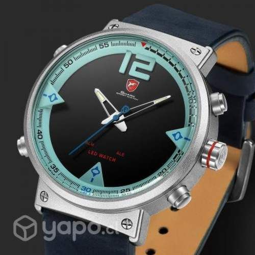 Reloj Shark de cuarzo analógico Digital LED negro