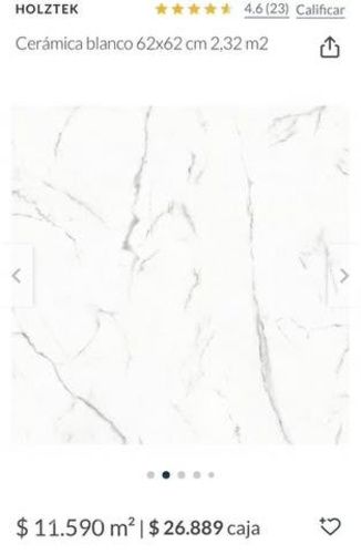 Cerámica Hölztek Premiun 62x62 Cm 8 Mm Blanco