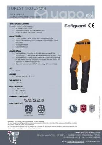 Ropa de seguridad anticorta (motosierista) y otros
