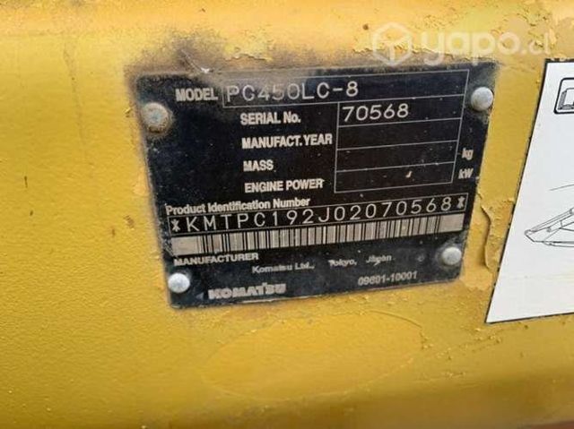 Cilindro hidráulico excavadora PC450-8