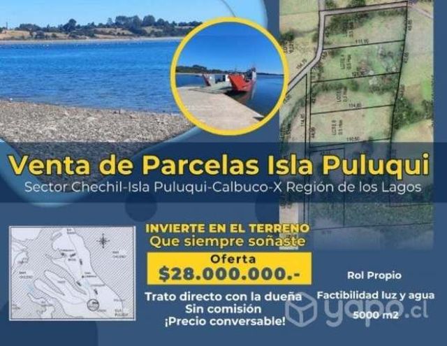 Venta parcelas isla puluqui, Calbuco, décima rgión