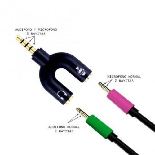 Adaptador de audifonos MICROFONO AUDIFONO a 1 Plug