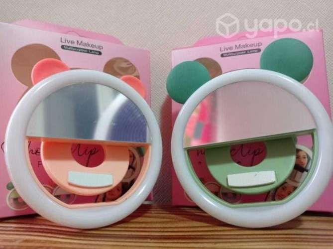 Aro de luz led para celular con espejo y orejitas