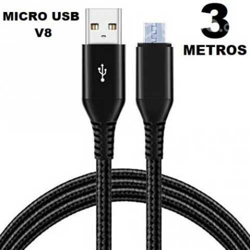 Cable 3 metros MICRO USB V8 carga rapida