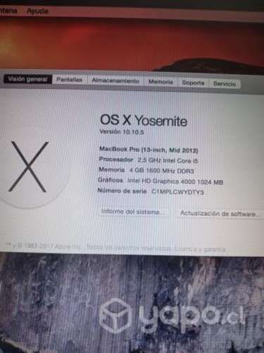 Macbook Pro Core I5 2012