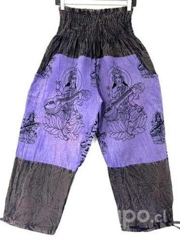 Pantalón Hindú Con Bolsillo L/xl Morado y café