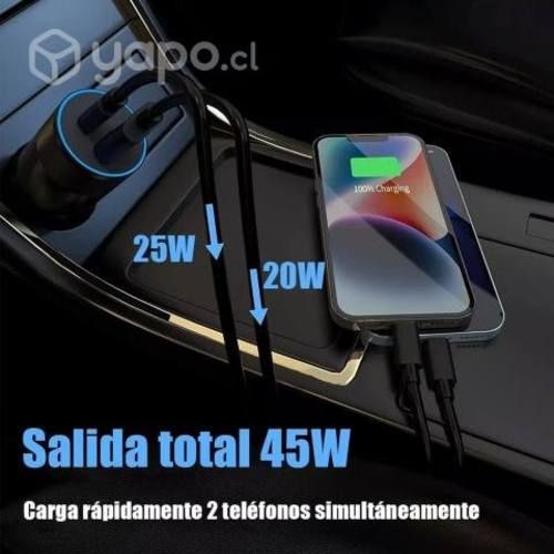 CARGADOR PARA AUTO USB - TIPO C - incluye Salida T