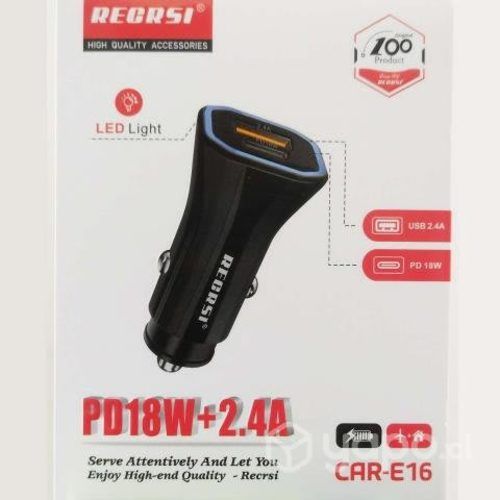 CARGADOR PARA AUTO USB - TIPO C - incluye Salida T