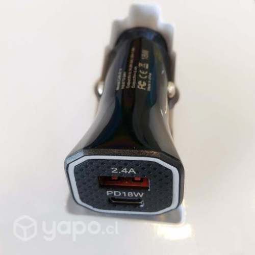 CARGADOR PARA AUTO USB - TIPO C - incluye Salida T